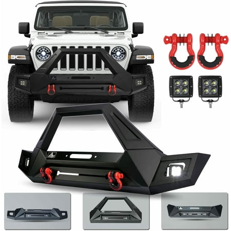 WOLFSTORM Front Bumper for 2018-2026 Jeep Wrangler JL JLU Gladiator JT LED Lights Winch D-ring