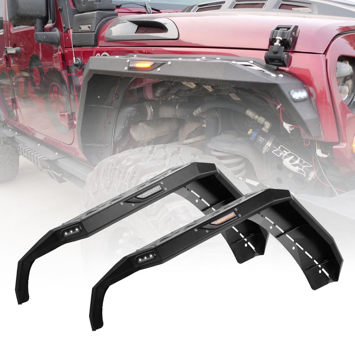 WOLFSTORM Front Fender Flares for 20072018 Jeep Wrangler JK JKU Steel