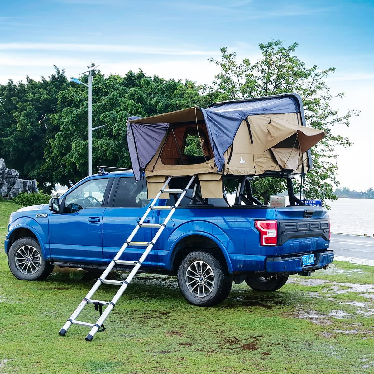 WOLFSTORM Hardshell Roof Top Tent Waterproof 2-3 Person Sunroof Car Roof Tent Car Truck SUV Camping With Ladder Tent Camping Travel