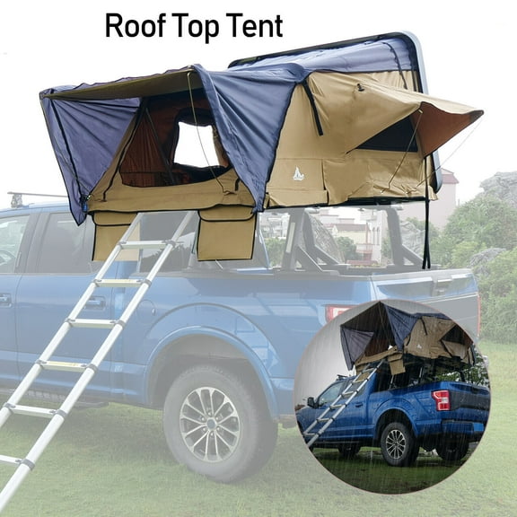 WOLFSTORM Hardshell Rooftop Tent, 2-3 Person, Khaki, Waterproof, 143.3 lbs