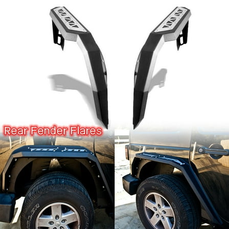 WOLFSTORM Rear Fender Flares For 2007-2018 Jeep Wrangler JK JKU Steel