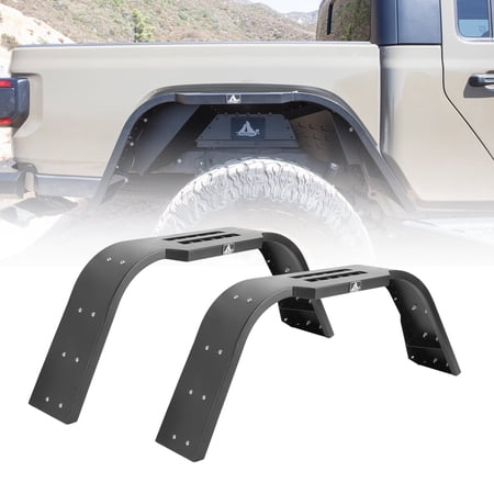 WOLFSTORM Rear Fender Flares for 2019-2026 Jeep Gladiator JT Black Powder Coated Steel 2PC