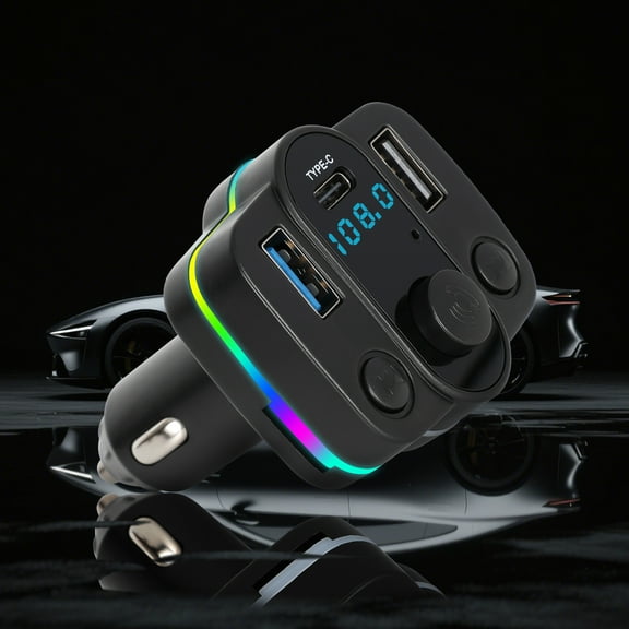 WOLFWO Car Bluetooth FM Transmitter, Handsfree Call Car Charger Wireless Radio Receiver, MP3 Audio Music Adapter, Dual USB Port Compatible for All Smartphones