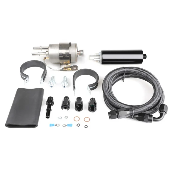 WOLFWO Walbro TI 255LPH Inline LS Swap High Pressure EFI Fuel Pump w/Install Kit GSL392
