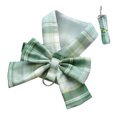 thumbnail image 1 of WOLIAUO Dog Harness and Leash Set, Cute Bow Tie Plaid Harnesses for Puppy Cat, Adjustable Pet Kitties Vest, Breathable Harness Traction Rope for Boy Girl Small Animal (XS Green), 1 of 5