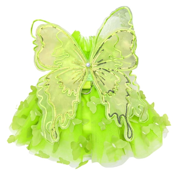 WOLIAUO Rainbow Butterfly Dog Dresses for Small Dog Girl Puppy Lace Tutu Princess Dress Cat Outfit Pet Butterfly Costume for Kitten Chihuahua Yorkie Pomeranian (L Green)