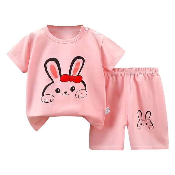 WOLIAUO Infant Toddler Baby Boy Girl Clothes Outfits,2 Pieces Cute Summer Short Sleeves T-Shirt Tops+Shorts Set Trendy 2pcs (3-4 Years Red)