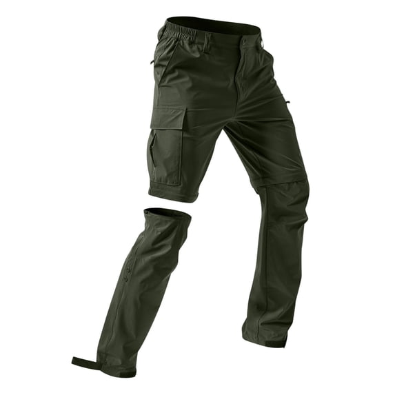 WOLIAUO Men's Hiking Pants Convertible Quick-Dry | Zip-Off, Lightweight, Water-Resistant, 5 Deep Pockets, Hunting, Fishing, Camping L Army Green