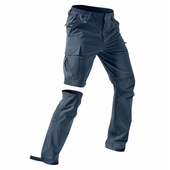 WOLIAUO Men's Hiking Pants Convertible Quick-Dry | Zip-Off, Lightweight, Water-Resistant, 5 Deep Pockets, Hunting, Fishing, Camping L Navy