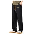 thumbnail image 1 of WOLIAUO Men's Wide Leg Jeans Straight Fit Drawstring Jeans Regular Fit Straight-Legs Denim Pants Pull On Mid Rise Carpenter Jean 2XL Black, 1 of 6