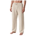 thumbnail image 1 of WOLIAUO Mens Linen Pants Summer Beach Pants Casual Loose Fit with Waist Drawstring Lightweight Vacation Clothing (M Beige), 1 of 6