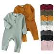 thumbnail image 1 of WOLLED 0-18 M Unisex Baby Boys Girls Bodysuits One-Piece 100% Cotton Infant Solid Color Romper Outerwear Toddler Jacket, 1 of 7