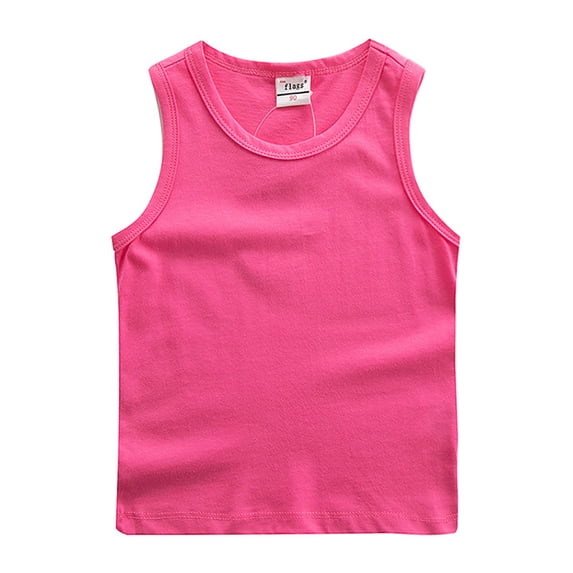 WOLLED 1-12Y Toddler Girls Boys Sleeveless T-Shirts Baby Kids Summer 100% Solid Color Cotton Tank Tees Top