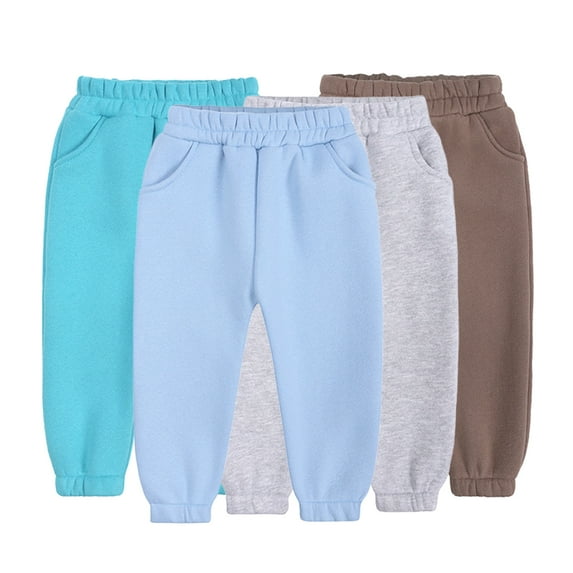 WOLLED 1-13 Years Sweatpants for Kids Toddler Boys Girls Fall Winter Loose-Fit Trousers Baby Warm Fleece Jogger