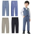 thumbnail image 1 of WOLLED 1-14T Kids Boys Flat Front Dress Pants Toddler Adjustable Waist Front Pockets Baby Straight Leg Fit Pants Formal Suit Trouser, 1 of 9