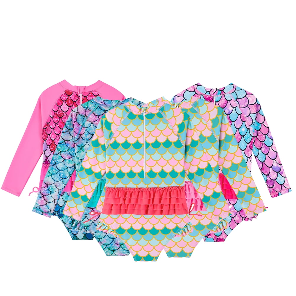 WOLLED 15Y Baby Toddler One Piece Zipper Front Swimsuits for Girls