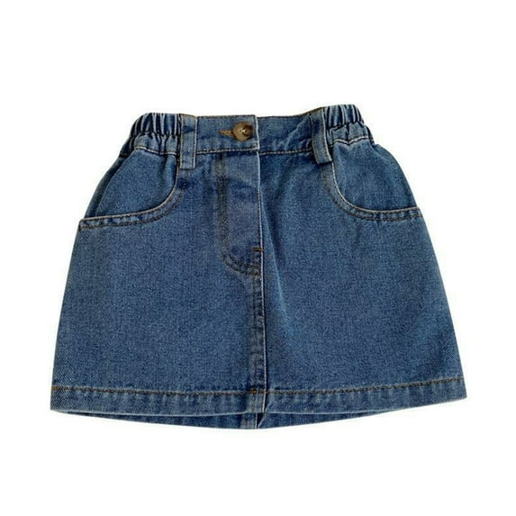 WOLLED 1-7Y Girls Denim Skirt for Kids Toddler Summer Short Skirt Baby Casual Denim Elastic Skirt Pocket Jeans Skirt
