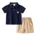 thumbnail image 1 of WOLLED 1-8Y Baby Boys' T-Shirt Set for Kids Button down Shirt Summer Tees Two-Piece Set Toddler Lapel T-Shirt + Shorts Fashions Cotton T-Shirt Outfit, 1 of 10
