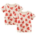 thumbnail image 1 of WOLLED 1-8Y Toddler Baby Girls Summer T-Shirt Kids Short-Sleeve Casual Tees Shirt Tops 100% Organic Love Prints Cotton Tee Shirt Blouse, 1 of 9