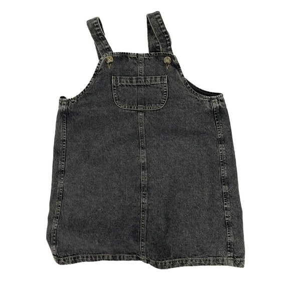 WOLLED 1-9Y Girls Denim Dress for Kids Toddler Summer Adjustable Suspenders Jeans Dress Baby Casual Denim Pocket Jeans Skirt