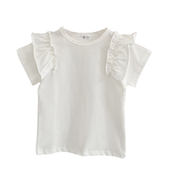 WOLLED 1-9Y Toddler Kids Girls Casual T-Shirt Baby Short Sleeve Ruffle Shirt Summer Loose Blouse Top
