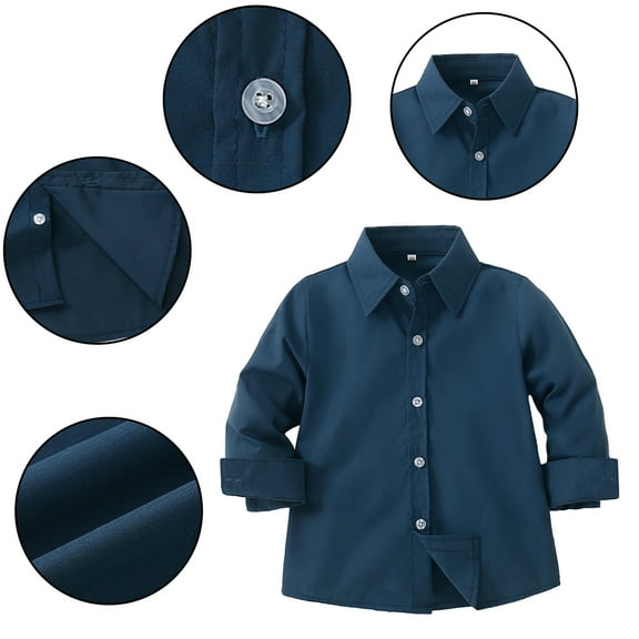 WOLLED 12 Months - 6 Years Toddler Kids Gentleman Shirt Little Boys Spring Autumn Dress Shirt Tops Baby Long Sleeve Shirt Button Casual Cardigan