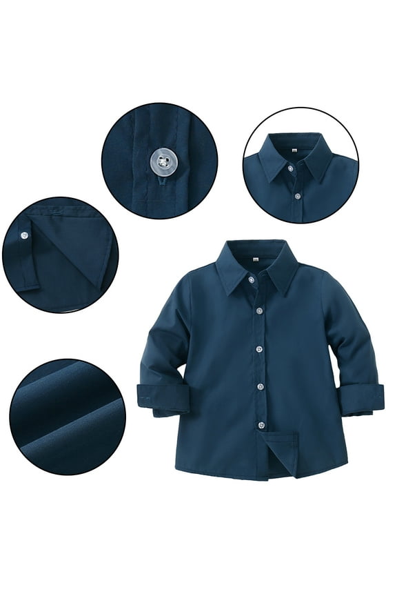 12 Months - 6 Years Toddler Kids Gentleman Shirt Little Boys Spring Autumn Dress Shirt Tops Baby Long Sleeve Shirt Button Casual Cardigan