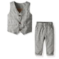 thumbnail image 1 of WOLLED 12M-6Y Toddler Boys' Long-Sleeved Gentleman Shirt + Double Vest + Pants +bow Tie Suit Kids Baby Birthday Party Dress Suit, 1 of 9