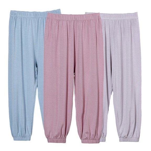 WOLLED 2-12 Years Girls Boys Long Trousers Kids Toddler Summer Casual Sweat Pants for Girls Ice Silk Anti-Mosquito Lantern Pants