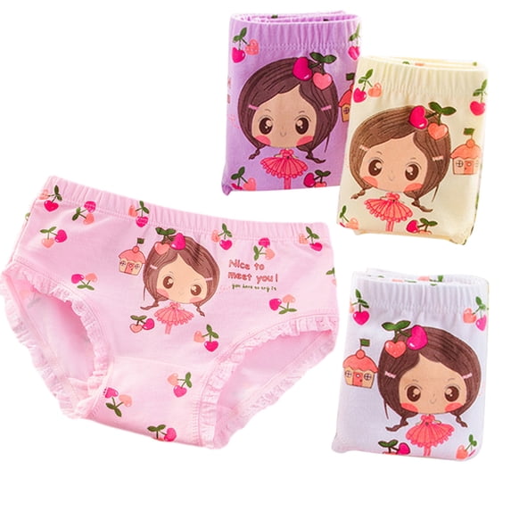 WOLLED 2-12 years Girls Underwear 4 Pack for Kids Various Print Panties Boxer Jock Toddler Cotton Boxer Briefs