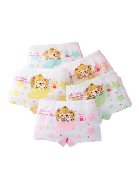 2-12Y Girls Cotton Boxer Briefs Underwear Kids Princess Soft Undies Underwear Toddler Baby Pack of 5 Breathable Cotton Shorts