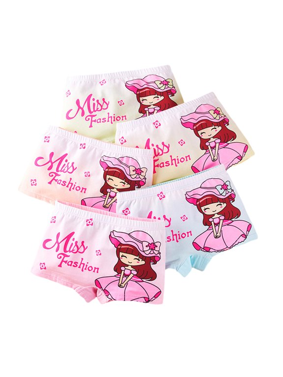 2-12Y Girls Cotton Boxer Briefs Underwear Kids Princess Soft Undies Underwear Toddler Baby Pack of 5 Breathable Cotton Shorts