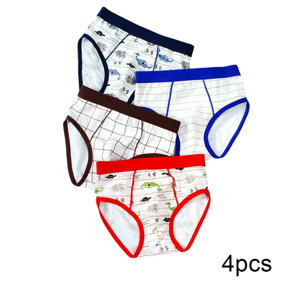 WOLLED 2-16 Years Boys Underwear Panties 4 Pack Kids Soft Cotton Triangle Boxer Briefs for Toddler Cartoon Printed Four Corners Shorts