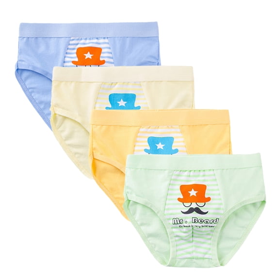 WOLLED 2-16 Years Boys Underwear Panties 4 Pack Kids Soft Cotton Triangle Boxer Briefs for Toddler Cartoon Printed Four Corners Shorts