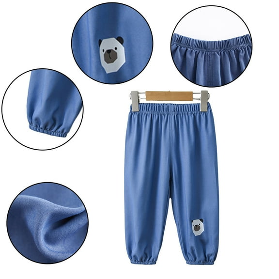 WOLLED 2-7Y Toddler Baby Boys Girls Casual Trousers Kids Summer Thin Pants Girls Solid Color Anti-Mosquito Closed Pants