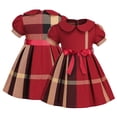 thumbnail image 1 of WOLLED 2-8Y Toddler Baby Girls Plaid Dress Kids Summer Casual Cotton Dresses Short-Sleeve Doll Collar Skirt, 1 of 10