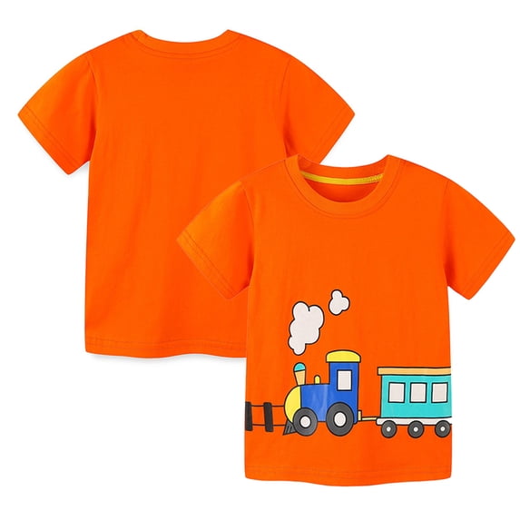 WOLLED 2-8Y Toddler Baby Summer Short-Sleeve T-Shirt for Boys Summer 100% Organic Cotton Tees Shirt Tops Kids Casual Crew Neck Shirts Blouse