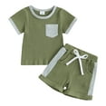 thumbnail image 1 of WOLLED 2 PCS Baby Boys Girls Crewneck T-Shirts + Short Sets,Summer Casual Short Sleeve Tops Infant Clothes,Sized 0-24 Months, 1 of 7