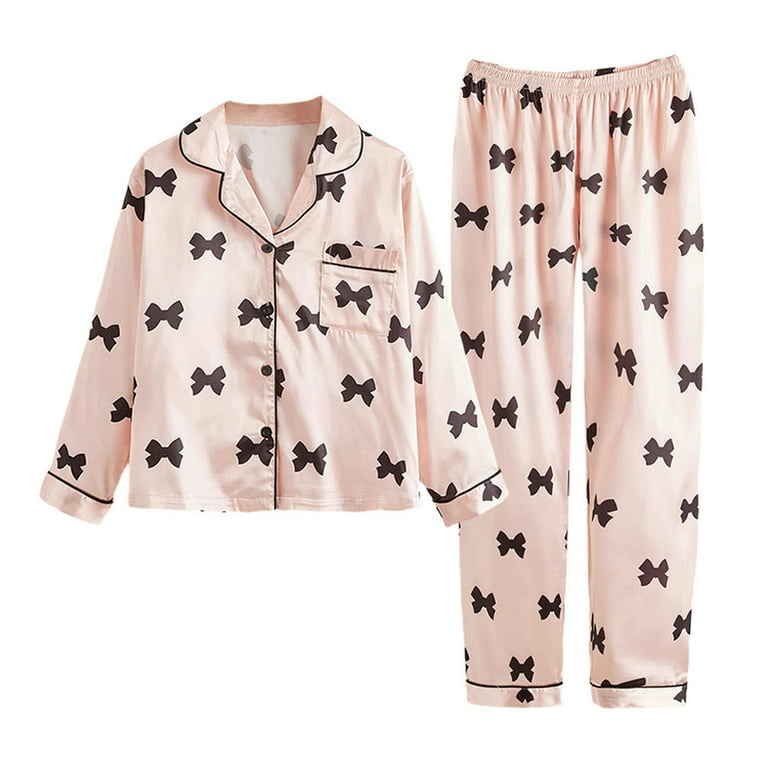 WOLLED 2PCS Kids Girls Sleepwear Outfit for Teen Silk Stain