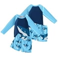 thumbnail image 1 of WOLLED 2PCS Sets Baby Kids Boys Cartoon Bathing Suit Summer Long Sleeve Swimsuits Tops and Shorts Outfit Toddler Sun Protection Swimwear for 2-7 Years, 1 of 9