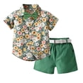 thumbnail image 1 of WOLLED 2Pcs Toddler Baby Boys T-Shirt Outfit Kids Tees Set Summer Fashion Print Lapel Buttons T-Shirt +belt Shorts Set 3M-5Y Baby Cotton Casual Tees Outfit, 1 of 9