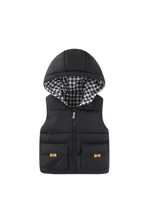 3-10Y Toddler Boys Girls Hooded Horse Jacket Kids down Cotton Vest Fall Thickened Warm Sleeveless Outerwear Coats