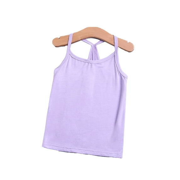 WOLLED 3-9 T Girls Cotton Tank Undershirts for Kids Toddler Solid Color Spaghetti Strap Bottoming Shirt (Multipack)