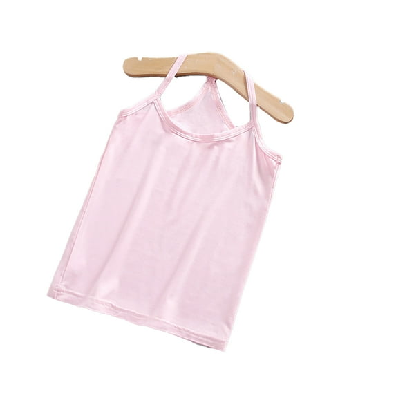 WOLLED 3-9 T Girls Cotton Tank Undershirts for Kids Toddler Solid Color Spaghetti Strap Bottoming Shirt (Multipack)
