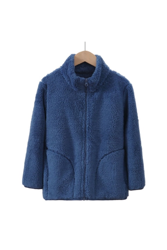 4-15Y Kids Boys Girls Fleece Jackets Youth Coral Velvet Zipper Tops Middle Large Children's Fall Winter Padded Casual Coats Outerwear