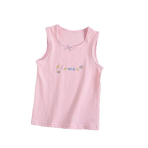 WOLLED 4Pcs Cotton Tank Tops for Girl's Toddler Kids Cute Print Camisole Vest 3-8T Baby Sleeveless Undershirt (Multipack) Casual Shirts Tees