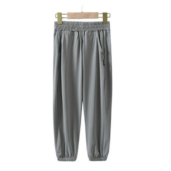 WOLLED 5-13Y Youth Wide Leg Ice Silk Pants for Kids Boys Girls New Summer Thin Quick-Drying Pants Kids Loose Pants Suitable for Outdoor Tourism Fitness Running Other Sports