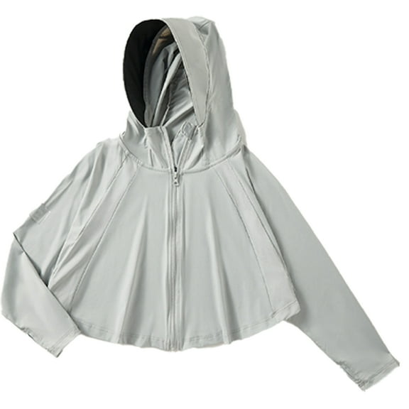 WOLLED 6-11Y Toddler Kids Thin Sun Shirt Boys Girls Sunsuits Jacket Kids Hooded Rash Guard Zipper Tulle Summer Sun Protection Teen Fashions Versatile Sun Protection Jacket