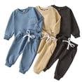 thumbnail image 1 of WOLLED 6M-4T Infant Baby Unisex Sweatshirt Sweatpants Set 2PCS Toddler Long Sleeve Solid Sweatpants Outfit Crewneck T-Shirt Top Drawstring Pants Set, 1 of 9