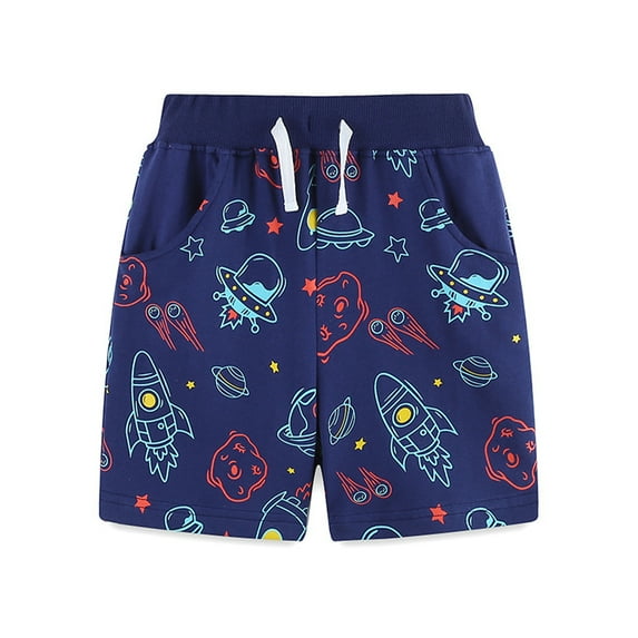 WOLLED Baby Boys Space Shorts for Toddler Kids 2-7 Years Old,Summer Casual Space Shorts,Kids Short with Two Pockets